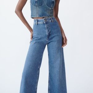 Zara Marine Straight high waisted wide leg jean